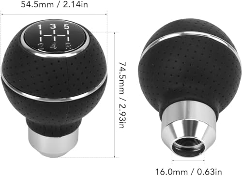 Image of AutoBizarre 5 Speed Aluminum Base Metal Ring Leather Covered Gear Knob Gear Shifter Handle Knob for All Manual Transmission Cars (Silver)