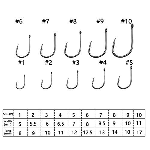 500 Stück Angelhaken, Kohlenstoffstahl Angelhaken Set Angeln Haken mit Widerhaken Karpfenkreishaken mit Aufbewahrungsbox… – Bild 3