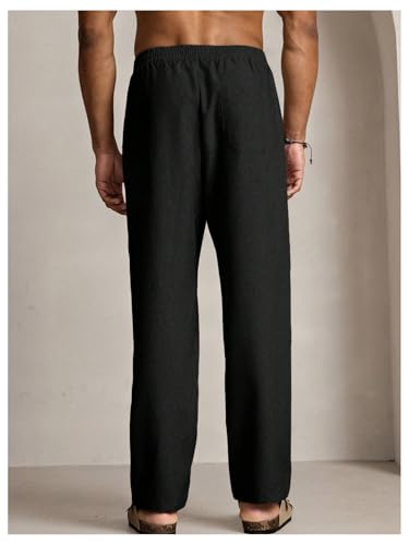 OYOANGLE Men's Elastic Waist Tapered Trousers Solid Business Casual Chino Pants with Pockets3