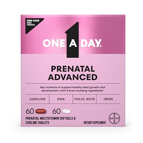 Image of One A Day Prenatal Advanced- Prenatal Vitamins with Folic Acid, Choline, DHA & Iron, Pregnancy Vitamins for Women to Support Baby’s Development, 60+60 Ct (120 Total Set) (Packaging May Vary)