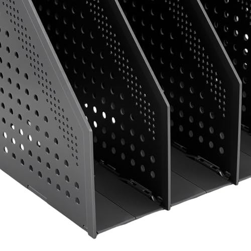 CHUENKUK 2 Stück 33,3 x 25,5 x 24,3cm Dunkelgrau Faltbarer Stehsammler, Zeitschriftenhalter Kunststoff mit 4 Fächer, Schreibtisch Organizer für Schreibtisch, Bücherregal und Racks