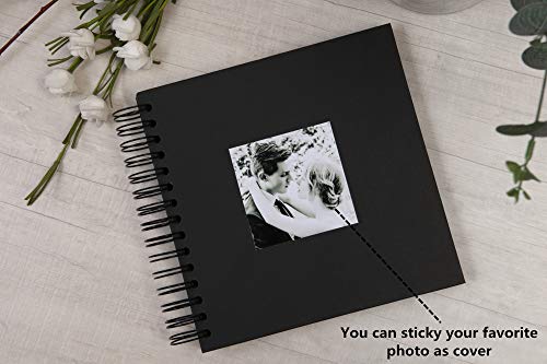 Potricher 8 X 8 Inch Diy Scrapbook Photo Album Hardcover Kraft Blank Black Page Wedding And Anniversary Family Photo Album (Black, 8 Inch) #TOP1