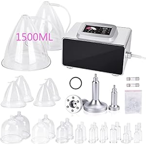 Vacuum Therapy Machine with 1500ML Large Cups, Vacuum Cupping Machine, Vacuum Cupping Therapy Sets with 24 Vacuum Cups and 3 Pumps, 0-60 cmHg