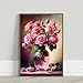 QAZWSX DIY Pink Rose Diamond Painting Kits Flower Diamond Painting - Full Round Diamond Crystal Art Kits for Adult Beginners, for Bathroom Decor & Home Decor Gifts（12 X 16 Inch）