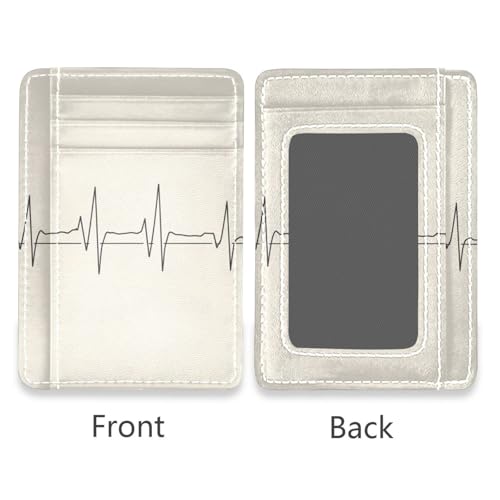 Doctors Electrocardiogram leather mens small wallet ultra slim With ID Window RFID Blocking small credit card wallet for men&women2
