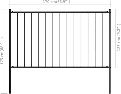 Miniatura 4 de GOLINPEILO Panel decorativo de cerca de jardín con postes de acero recubierto de polvo, metal para exteriores, cerca de mascotas, barrera de