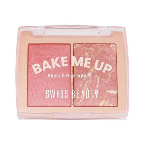 Swiss Beauty Bake Me Up Blush & Highlighter | 2-In-1 Baked Formula | Highly Pigmented | Long-Lasting | 3 Shades | Shade- Coral Glaze, 12g