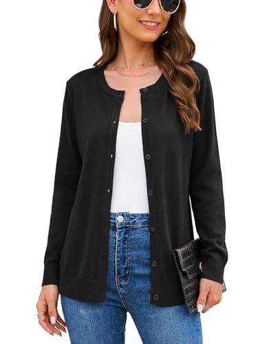 Image of Veryoung Women's 2026 Long Sleeve Lightweight Crewneck Casual Cardigan Sweater S-3XL