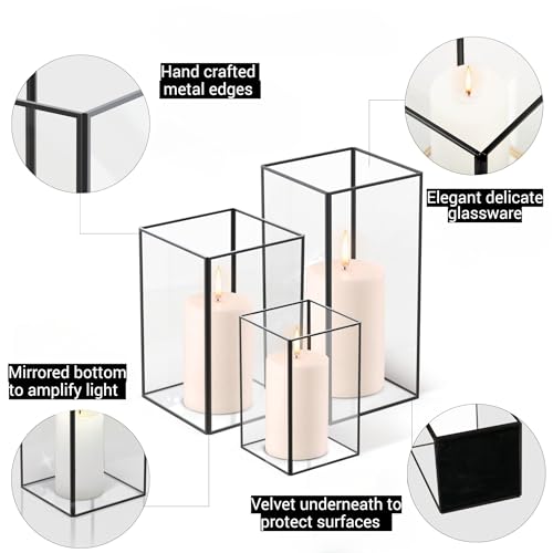 Glomar GLMR_3PCS Glass Hurricane Candle Holder thumb #6