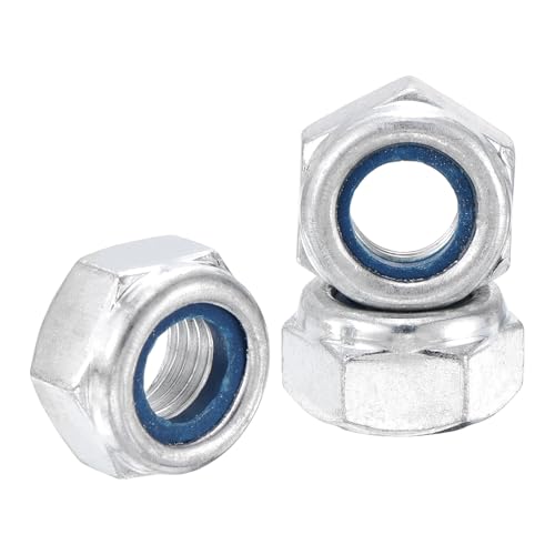 Kozelo 15Pcs Nylon Locking Hex Nuts - [M10-1.25], Carbon Steel Hardware Nuts, Blue and White, for Automotive, Aerospace, Industrial Applications Use