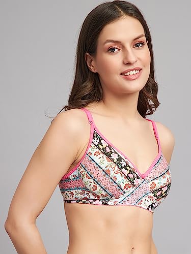 Image of Women's Cotton Floral Printed Lightly Padded Full Coverage Non-Wired T-Shirt Bra