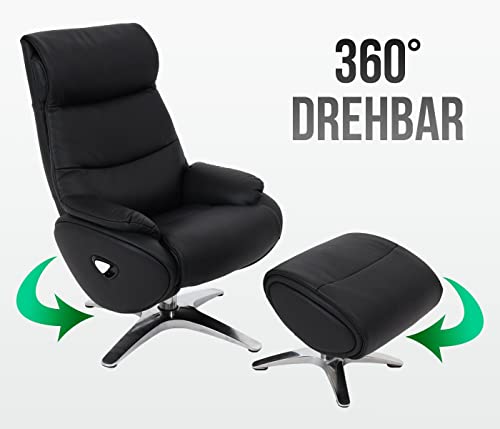 Relaxsessel mit Hocker HWC-K98, Fernsehsessel Sessel, Liegefunktion drehbar, Metall Echtleder/Kunstleder - braun – Bild 4