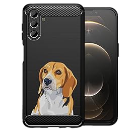 CasesOnDeck Dog Design Case Compatible with Samsung Galaxy A13 5G / A13 5G Case - Slim TPU Flexible Matte Carbon Fiber Texture Cover (Beagle)