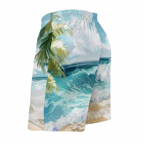 Funny Rooster Men's Swim Trunks Chicken Beach Sea Wave Board Shorts Hawaiian Summer Bathing Pants with Pockets2