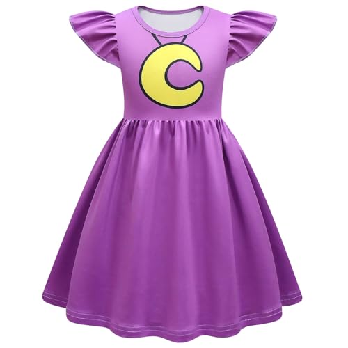 Girls Cute Dress Cartoon Flutter Sleeve Dresses Novelty Halloween Outfits