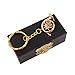 Dselvgvu Miniature Musical Instrument Keychain with Case Brass Mini Collectible Figurines Replica Key Ring Birthday Gifts (1.38