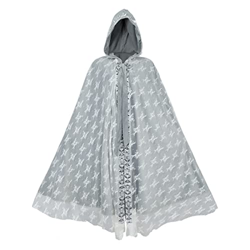Kapuzenumhang Universal Erwachsene Umhang mit Kapuze Halloween Weihnachten Umhang Vampir Hexe Umhang Cosplay Kostüm Umhang .., Weiss/opulenter Garten, Groß