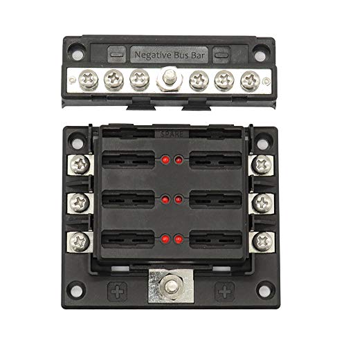 RuleaxAsi Porta-fusíveis da lâmina da caixa de fusíveis de 6 vias Terminal de porca do parafuso de 6