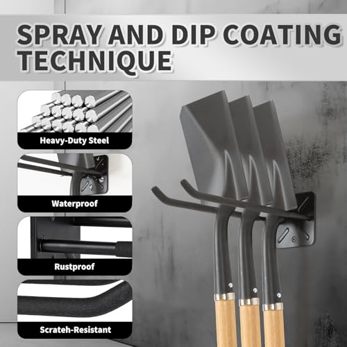 PYBTOOL Ganchos de Garaje de Alta Resistencia de 12 Pulgadas, Organizador de Herramientas Montado en la Pared para Neumáticos, Escaleras y Sillas Plegables - imagen 5