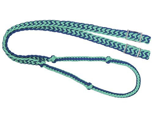 Tough-1 1 Knotted Cord Roping Reins 216/Ryl/Trq #TOP23