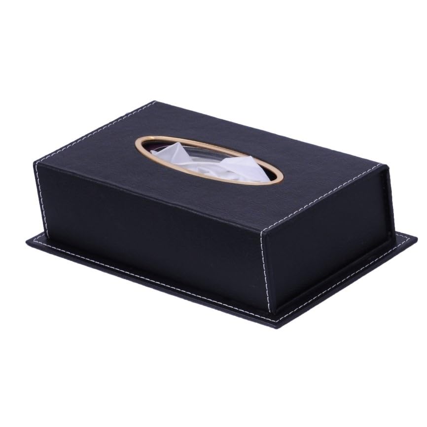 FOGHO 14-Piece Leather Desk Organizer Set, 49x34 cm Desk Pad, Double Document Tray, Pen Holder, Business Card Holder, Phone Stand, Black with Gold Accents 6