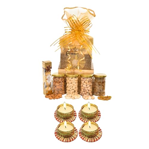 Image of NUTRI MIRACLE Dry Fruits Chocolate Nuts Hamper | Family Guests Corporate Gift with Diwali Greeting Card.