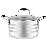 ECPURCHASE Stock Pot Stockpots, 4 Quart Stainless Steel Pot Soup Pots with Lids, Dishwasher Safe Cooking Pot for Home, Restaurant And Camping Use, Portable Size
