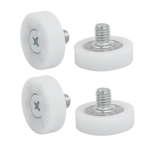 Aexit 4pcs DR22C0.3L7 Material handling M6x8mm Thread Nylon F Type Idler Bearing Pulley White 22mm x 14mm Model:68as58qo305