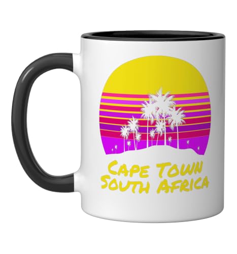 Cape Town T-shirt Gift for Vacation, Travel Souvenir Africa Ceramic Mug, Black/White
