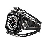KONAFEI Kompatibel mit Apple Watch Armband 44mm 45mm 42mm 40mm 41mm 38mm iwatch Serie SE 7 6 5 4 3 2 1, Lederarmbänder Schmuck Metallschließe Wrap Strap für Damen