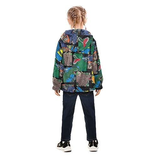 Cartoon Dinosaur Boys Fleece Hoody Jacket Zip Up Coat Warm Fall Winter Plush Jacket Long Sleeve Outerwear4