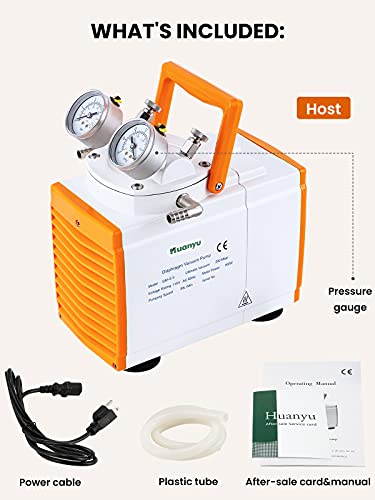 Huanyu Oilless Diaphragm Vacuum Pump Oil Free Anticorrosive Pump 30L/Min Lab R&D For Filtration Extraction Apsorption 110V(Anticorrosive Type, Gm-0.5A(Single Pump)) #TOP6