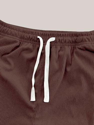 Image of Pinkmint Men's Stretchable Ribbed Track Pants | Poly Lycra Relaxed Fit Trousers | Elastic Waist Drawstring Joggers | Casual, Gym, Lounge Wear for Men