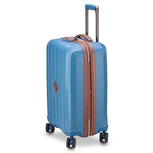 Image of DELSEY PARIS St. Tropez Hardside Expandable Luggage with Spinner Wheels, Baltic Blue, Checked-Medium 24 Inch
