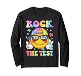 Rock The Test Smile Face Test Day Teacher Boy Girl Kids Long Sleeve T-Shirt