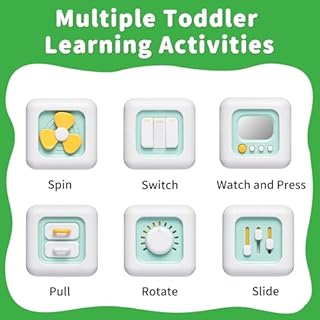 SOCBTNSO Busy Cube Toy, Sensory Toys for Toddlers 1-3, Baby Car Seat Toys 12-18 Months, Toddler Airplane Travel Toys Age 1-2, Learning Fine Motor Skills, 1st Birthday Gifts