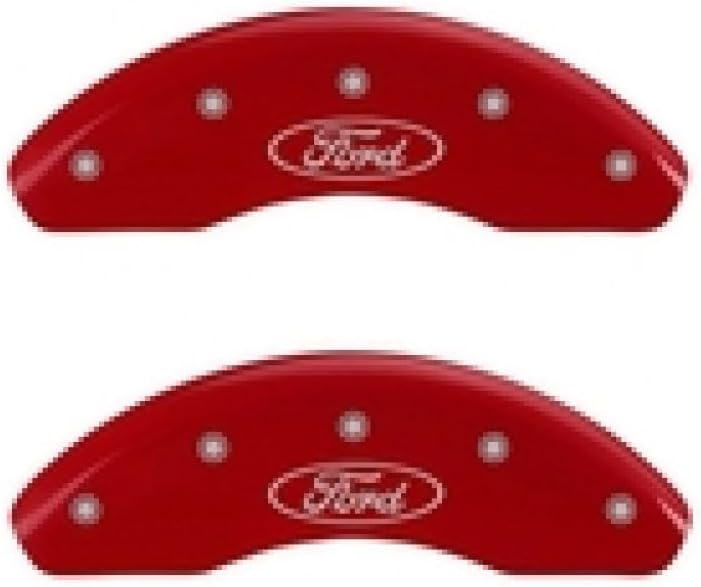 MGP Caliper Covers 10011FFRDRD Red Brake Covers Engraved with Silver Ford Oval (Set of 2)