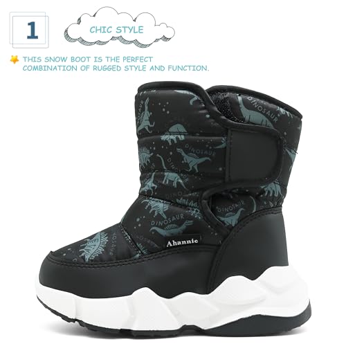 Kids Winter Snow Boots Toddler Boys Warm Outdoor Shoes with Hook Loop (Toddler/Little Kid)2