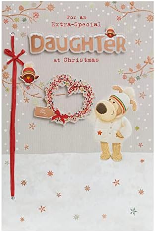 Boofle Daughter Christmas Card with Envelope - Cute Design Character and Snowy Scene, Multi