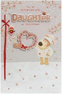 Boofle Daughter Christmas Card with Envelope - Cute Design Character and Snowy Scene, Multi