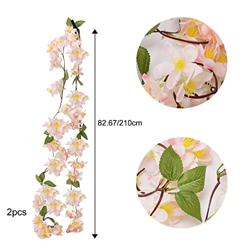 Oubtdk 2Pcs 13.78Ft Artificial Cherry Blossom Garland Spring Garland Fake Flower Vine For Home Decor Wedding Table Centerpeices Party Decor #TOP1