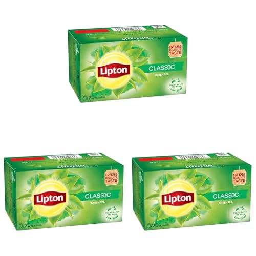 Lipton Té Verde Original 20 Bolsitas – Sabor Ligero y Natural, Ideal para el Día a Día (Paquete de 3)