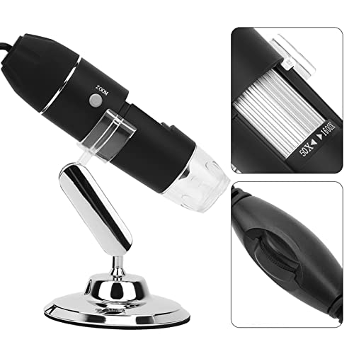 Image of Digital Magnifier, 1600X Digital Microscope Magnifier S4T-30W-D 8 LED Microscope Endoscope Camera Video w /Stand