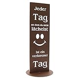 Fuß : ca. 400mm Rund Bentatec Gartenschild Edelrost Dekosäule Lächle jeden Tag 100cm x 30cm Gartenschild Gartendekoration Dekoratives Element