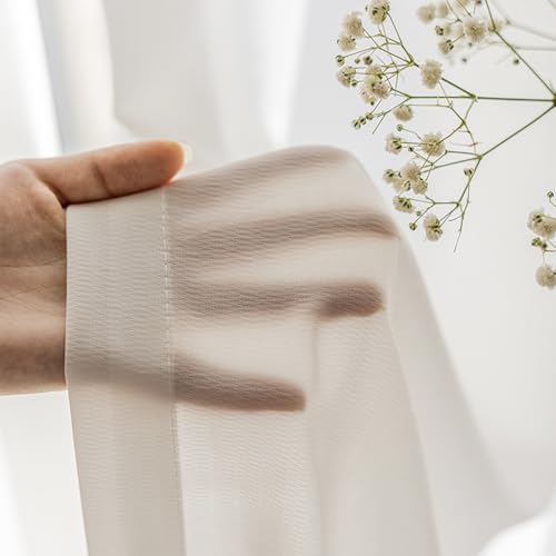 Rideau semi transparent gaze blanche solide Beydodo 132x274 oeillets - 3