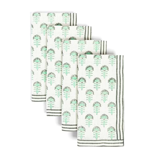over&back Hand-Blocked Printed Cotton Cloth Napkins - Washable Na...