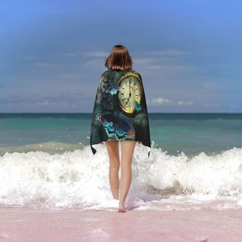 Drap de bain microfibre imprimé papillon ultra douce 81cm