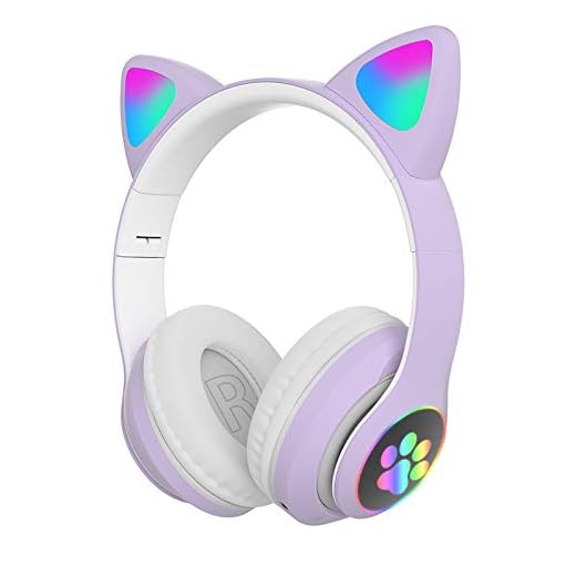 Över öron hörlurar för barn hörlurar Bluetooth Cat Ear LED-upplysta trådlösa hopfällbara hörlurar med SD-kortinsats 3,5 mm hörlursuttag