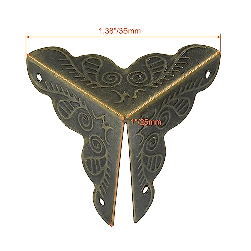 Image of 24Pcs Metal Corner Protector,1 inchx1 inch Bronze Box Corner Protectors,Decorative Metal Corner Guards,Antique Edge Cover with Mounting Screws