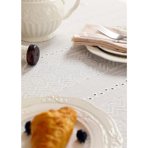 Patdrea French Lace Tablecloth Cotton White Rectangle Square Table Cloth Fall Christmas Washable Table Cover For Wedding Party Event Banquet Kitchen Picnic Camping Dining Decor 55" X 71" #TOP1